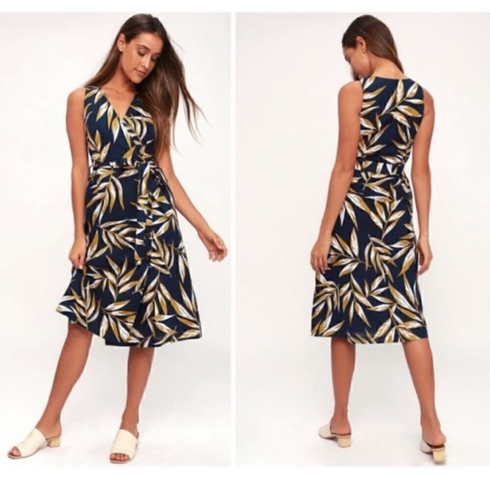 J.O.A. Baya Tropical Print Button Down Dress